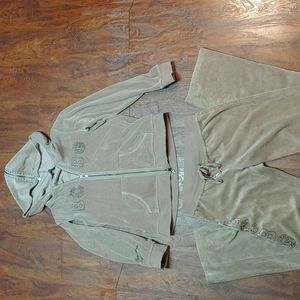 Tan zippered sweater with pants set